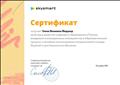 Сертификат за вклад в развитие цифрового образования в России, внедрение инновационных инструментов в образовательный процесс и активное использование интерактивной тетради Skysmart в дистанционном обучении